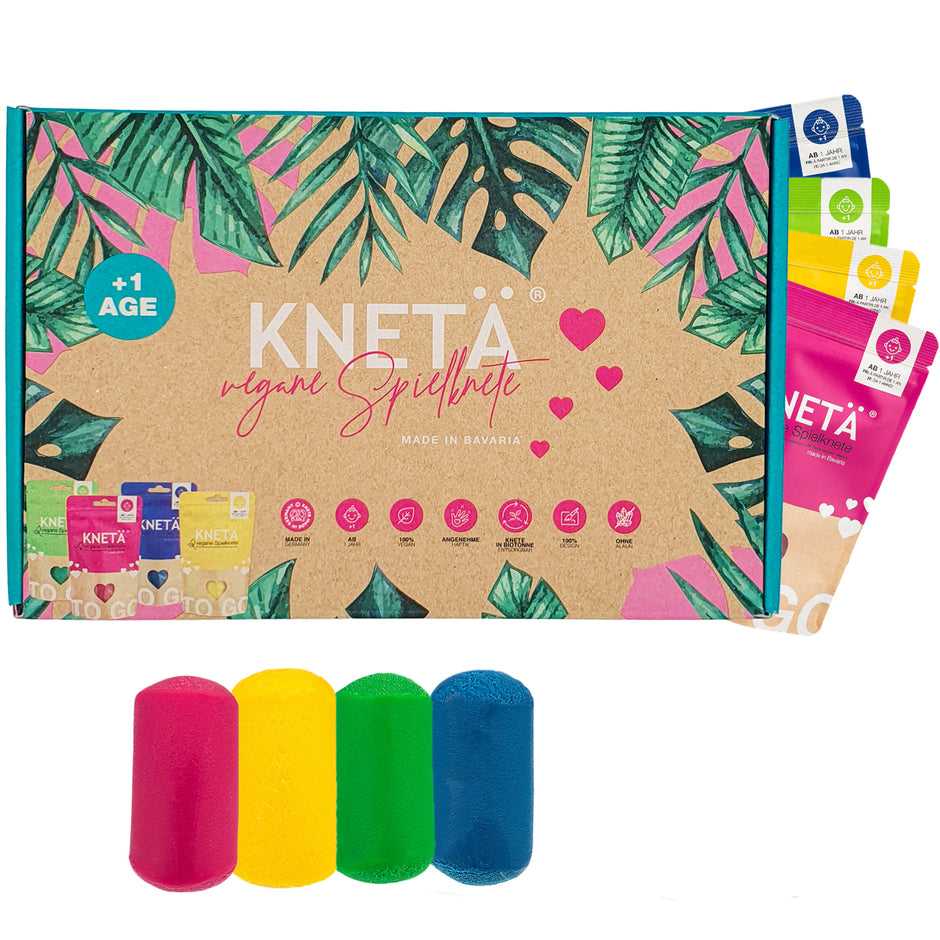 Knetä Vegan Speelklei Set – 4 × 100 g (Zakjes)