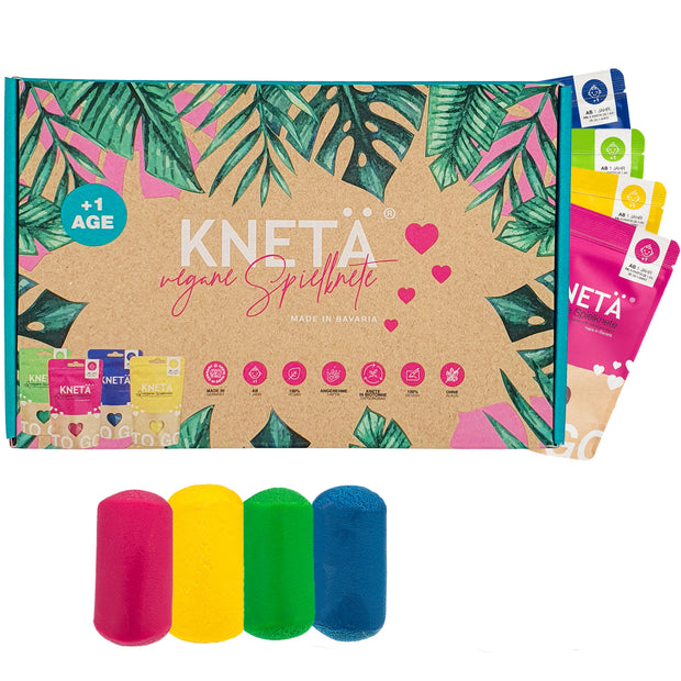 Knetä Vegan Speelklei Set – 4 × 100 g (Zakjes)
