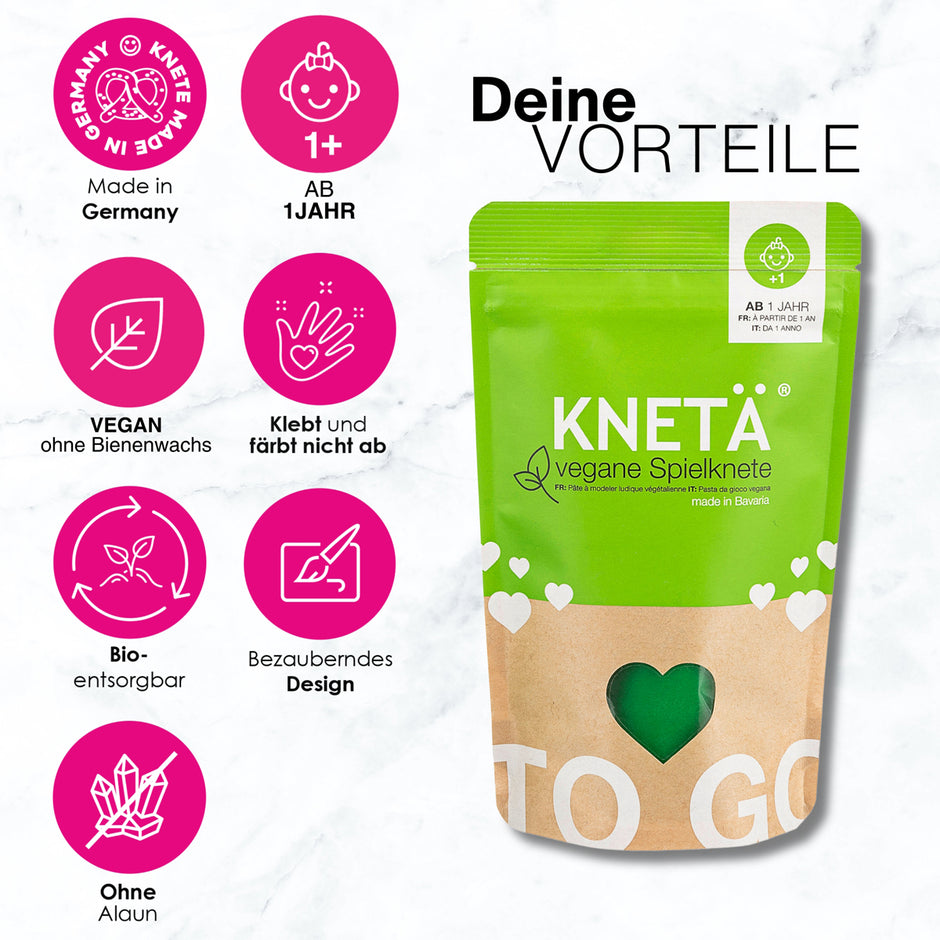 Knetä Vegan Speelklei Set – 4 × 100 g (Zakjes)