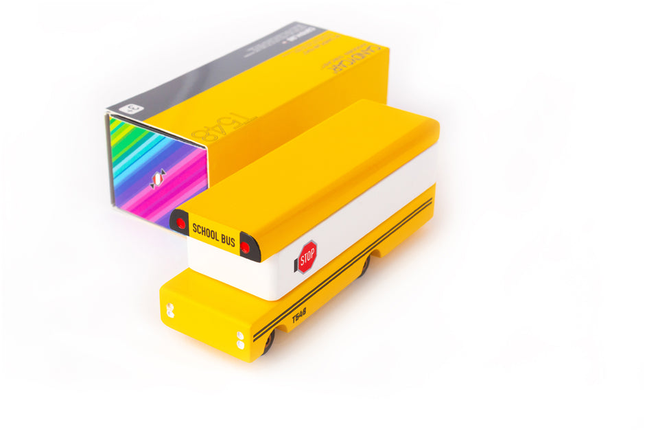 Candycar School Bus – Duurzame Houten Speelgoed Bus