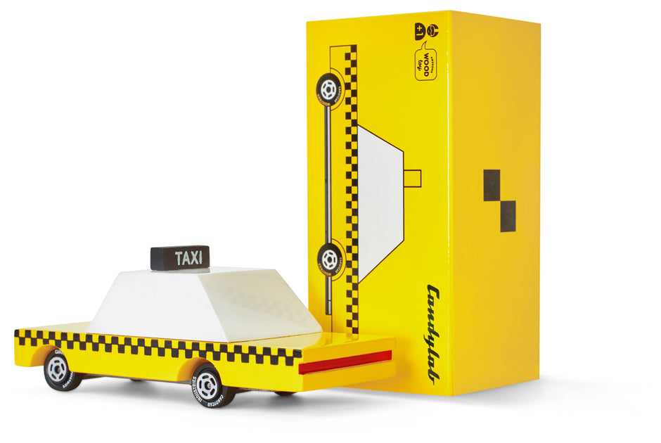 Candycar Yellow Taxi – Duurzame Houten Speelgoed auto