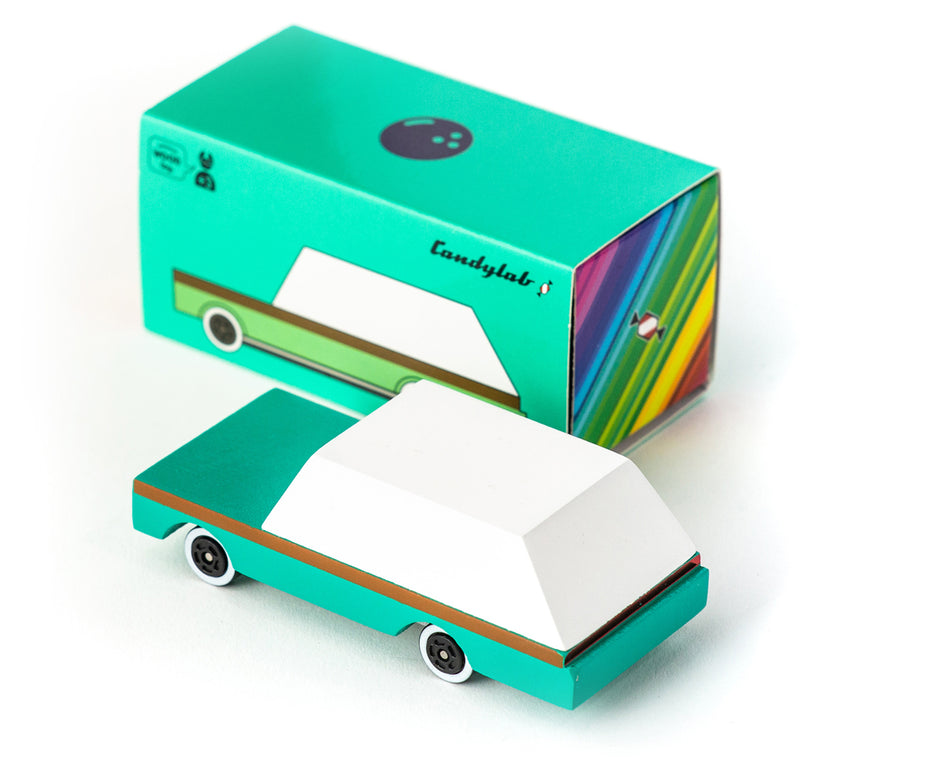 Candycar Wagon Teal – Duurzame Houten Speelgoedwagen