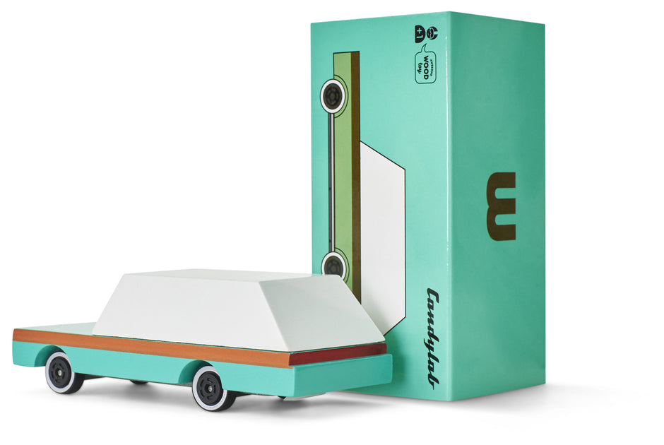 Candycar Wagon Teal – Duurzame Houten Speelgoedwagen