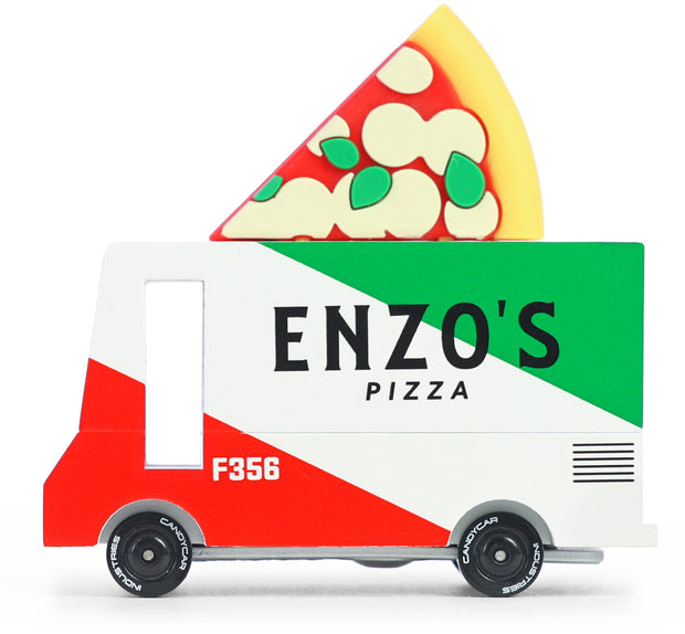 Candycar Pizza Van – Duurzame Houten Speelgoed auto