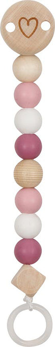 Goki Baby Fopspeenketting – Hart Roos (Hout & Silicone)
